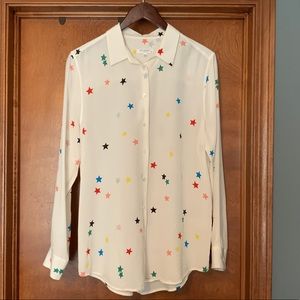 Equipment Essential Silk Shirt White Rainbow Stars